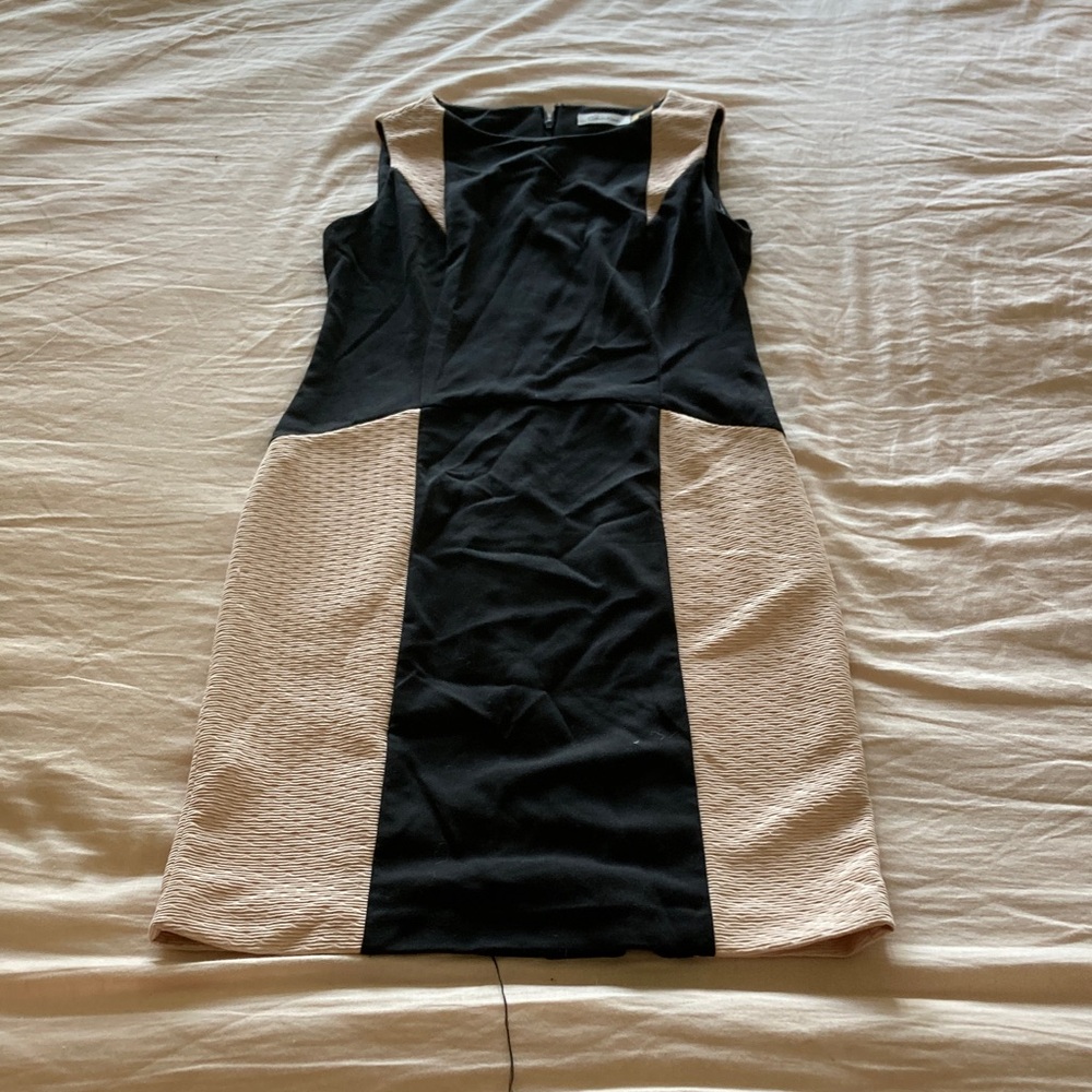 Calvin Klein Black and Cream Mini Dress